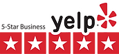 A Yelp Five Star Review on a Transparent Background